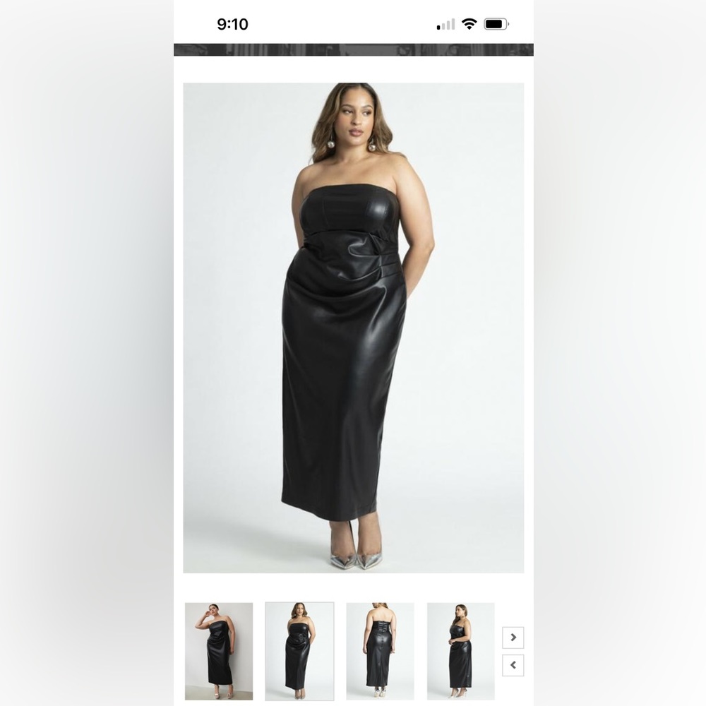 Eloquii plus size black pleather midi dress - Picture 7 of 8
